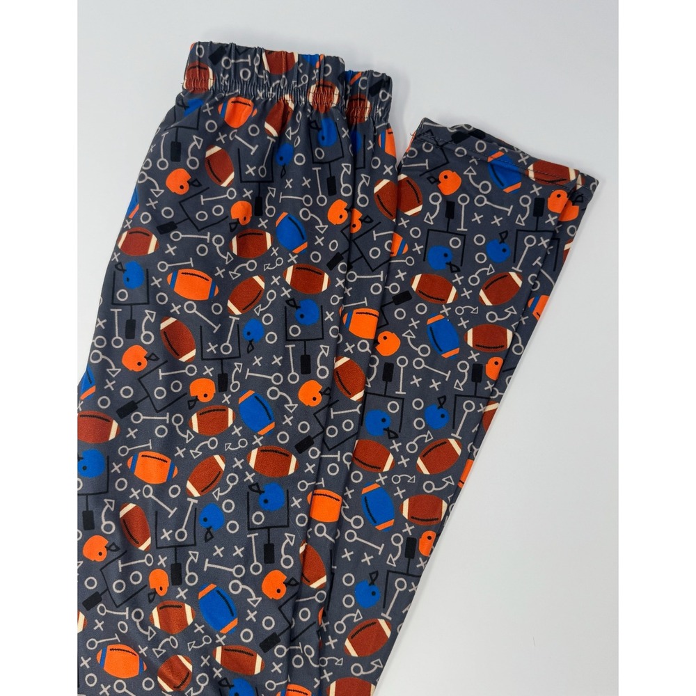 Women's XS/S Elastic Waist Buttery Soft Ankle Leggings Football Blue Orange
